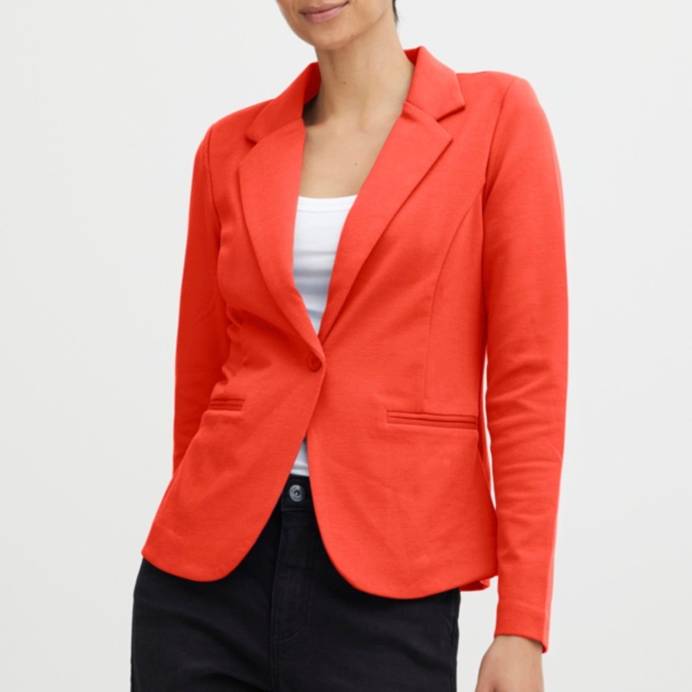 Ichi Poppy Red Kate Single Button Blazer Size XL